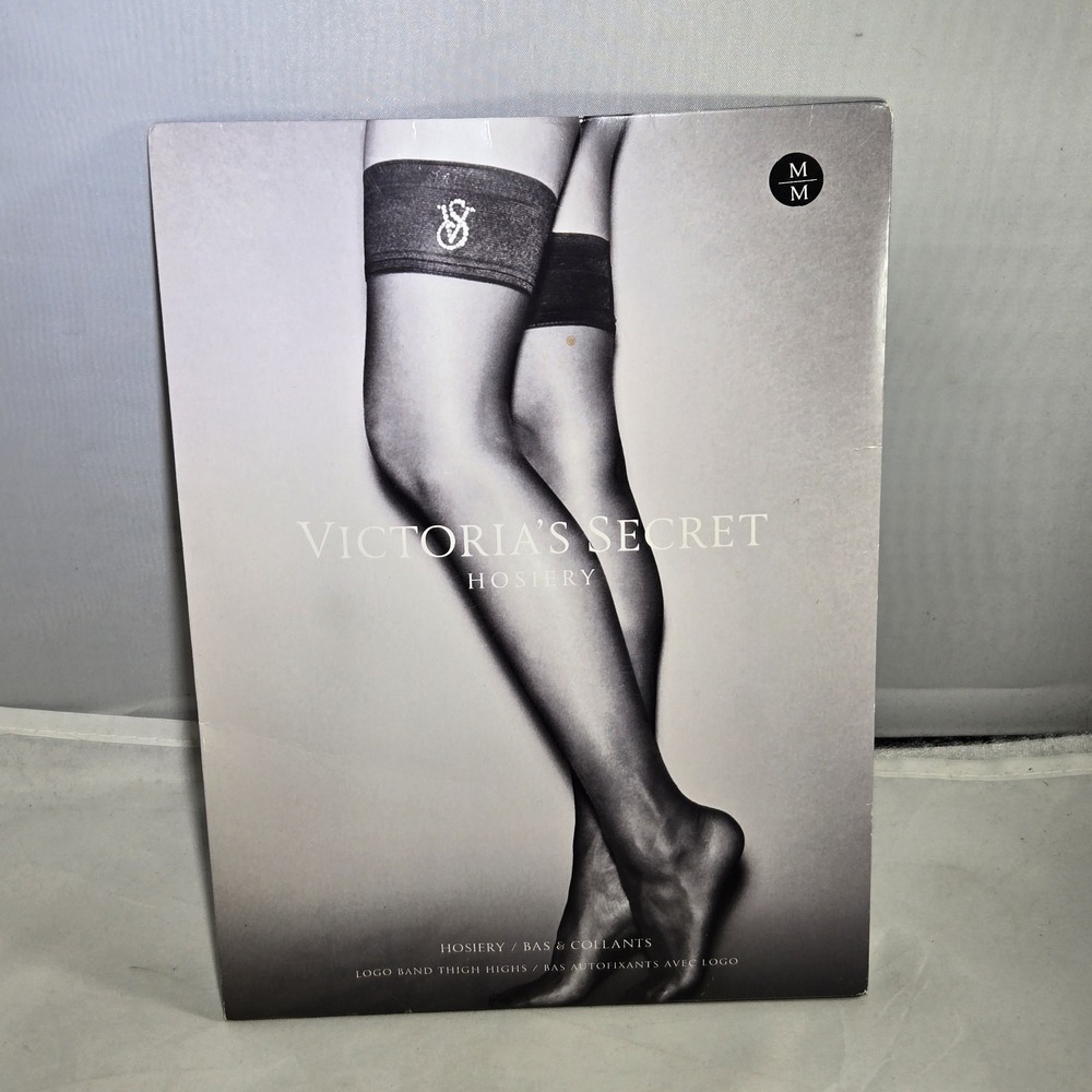 NEW Victorias Secret Hosiery Bling Logo Band Thigh Highs Medium Blue N6802